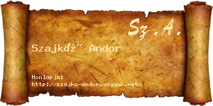 Szajkó Andor névjegykártya