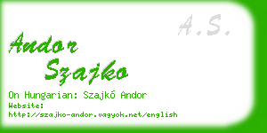 andor szajko business card